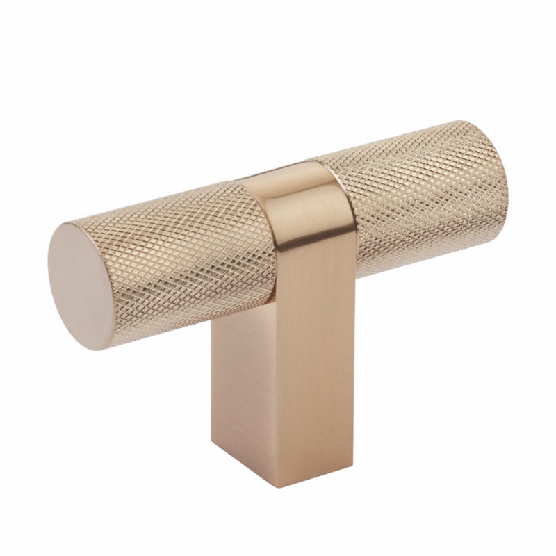 Emtek Select Cabinet T-Knob 3-1/8", Rectangular Bar Stem & Knurled Pull, Satin Copper