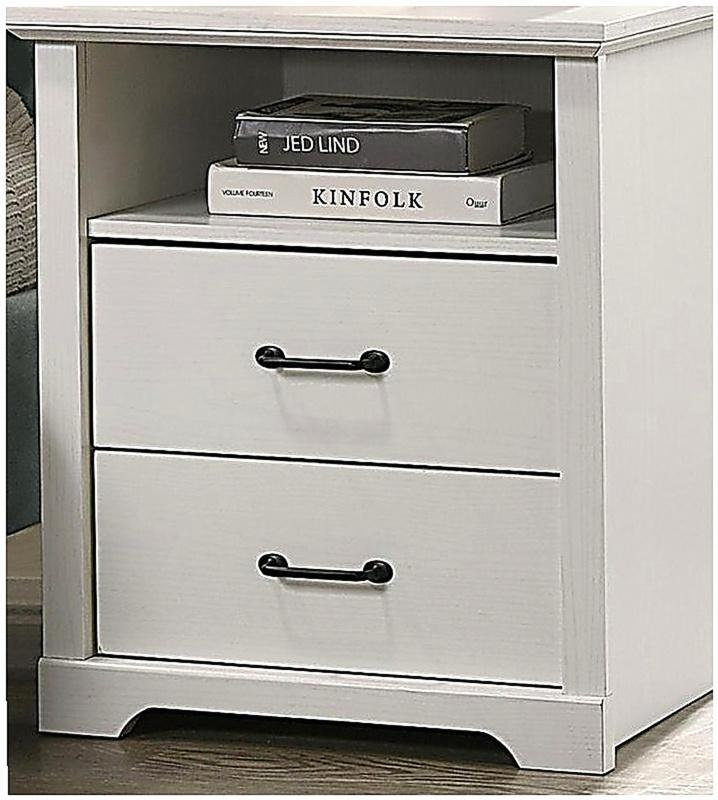 Elettra 22"W White 2-Drawer Nightstand Bedside Table with USB charging  Ports, White