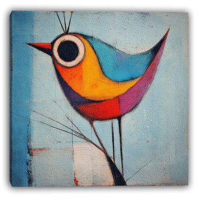 Patchwork Melody - Colorful Bird Art in Modern Abstract Style
