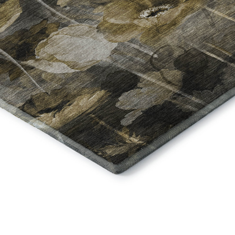 Tapis taupe Cerrito lavable à la machine de qualité supérieure, Rond 8 pi