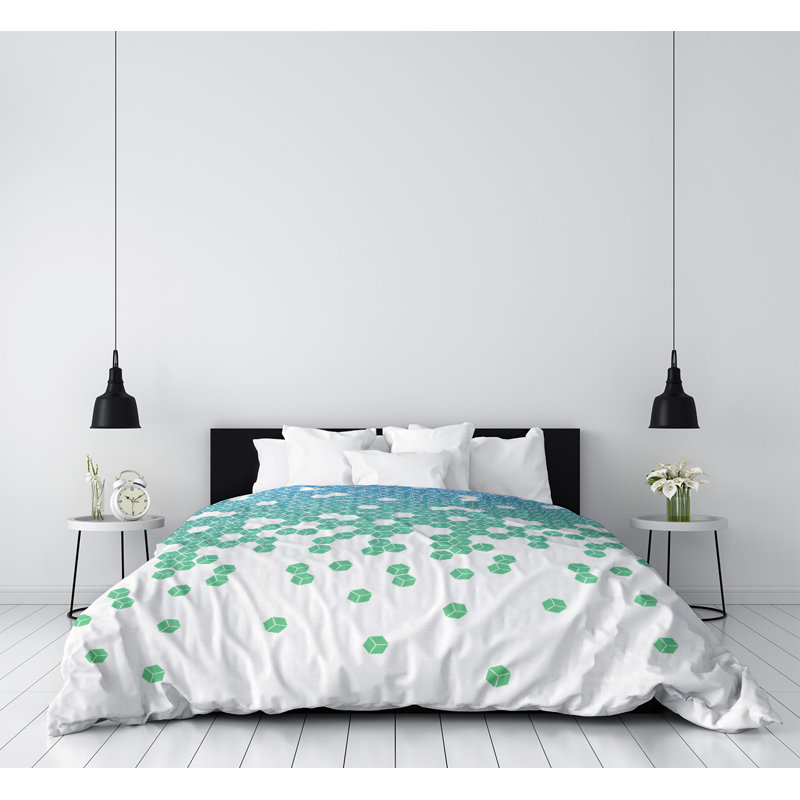 Housse de couette Katelyn Elizabeth, Housse de couette pour très grand lit, Polyester brossé, Bleu pâle/Vert