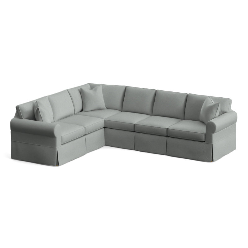 Bedford Upholstered Sectional, Light Blue Performance Fabric; 0851-55, Left Hand Facing