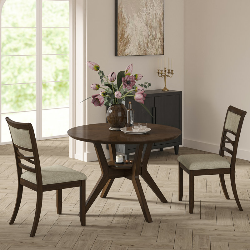 Aiava Transitional 3 Piece Solid Wood Dining Sets