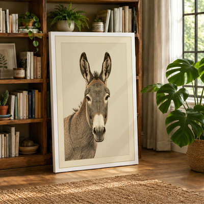 Attentive Donkey Realism - Wrapped Canvas