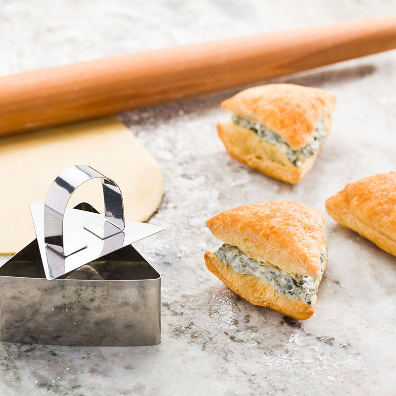 Moule à gâteau 3,2 x 1,3 x 1,5 po, 1 anneau de cuisson triangulaire avec presse-aliments - petit, va au lave-vaisselle, moule à mousse en acier inoxydable, va au four, pour crêpes ou gâteaux au fromage