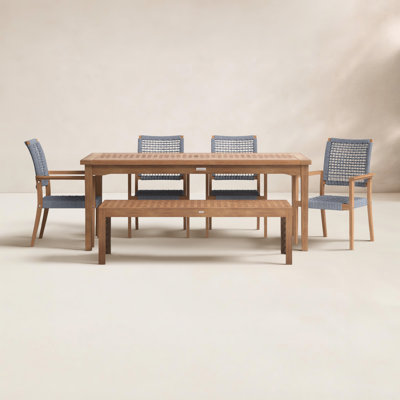 Fleur 76'' Rectangular 7 - Person Outdoor Dining Set