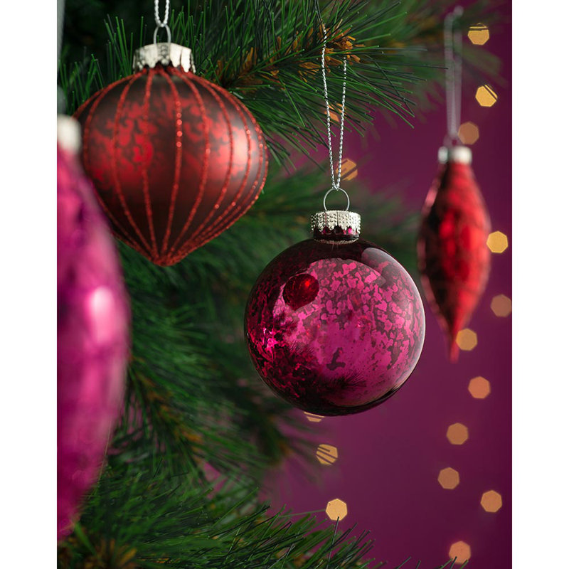 62.3cm Assorted Glass Bauble, Red
