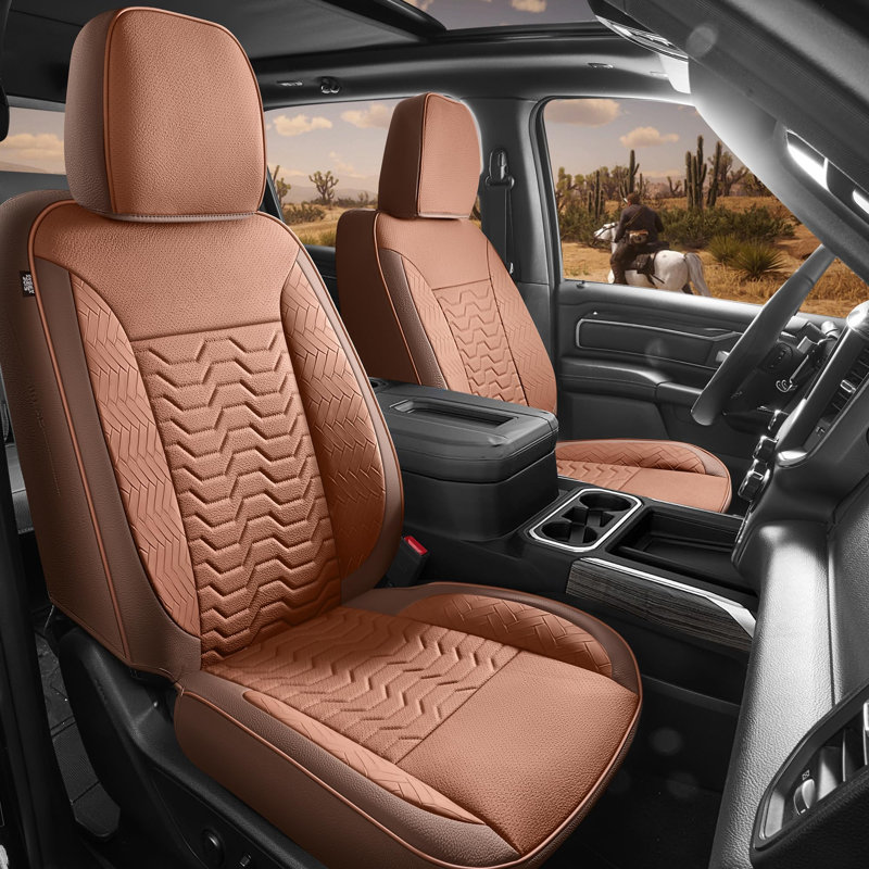 Red Rain Brown Leather Seat Cover for Chevy Silverado Seat Covers 2019-2026