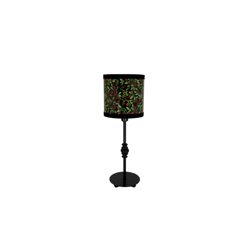 Lampe d'appoint noire avec abat-jour en papier baies aquarelle