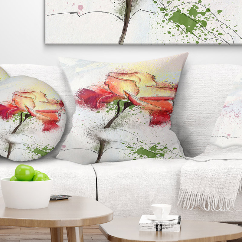 Coussin décoratif floral magnifique rose, 16 po x 1 po, Coussin décoratif
