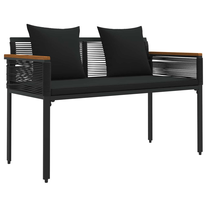 Poly Rattan Outdoor Bench, Black, Black