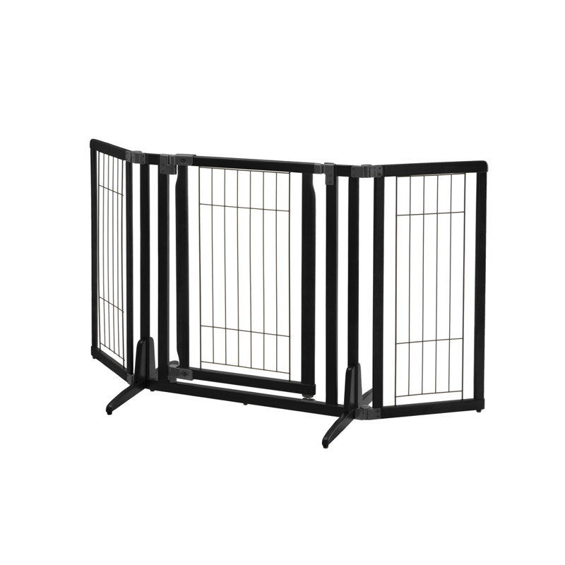 Barrière autoportante pour animaux avec porte premium plus, Noir