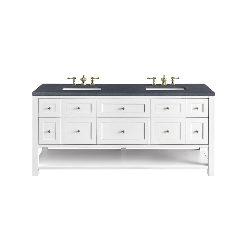 Breckenridge 72'' W Double Vanity, Charcoal Soapstone, Bright White, 8" Widespread