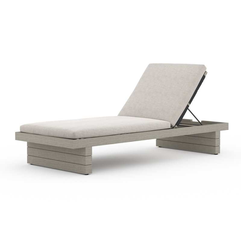 Leroy Outdoor Teak Chaise Lounge, Stone Gray, Gray
