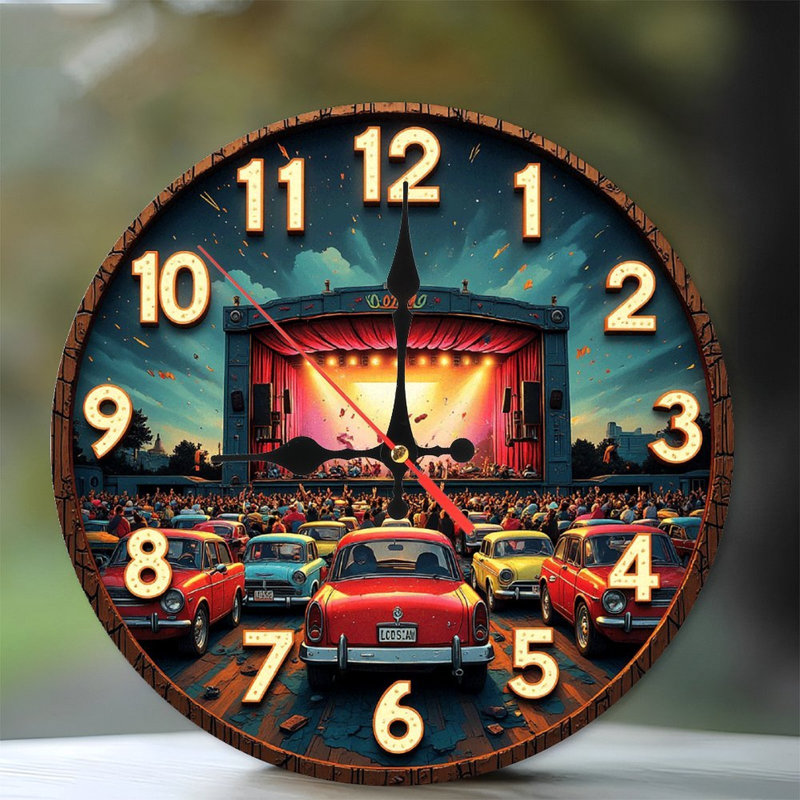 Horloge rétro en concert, art mural