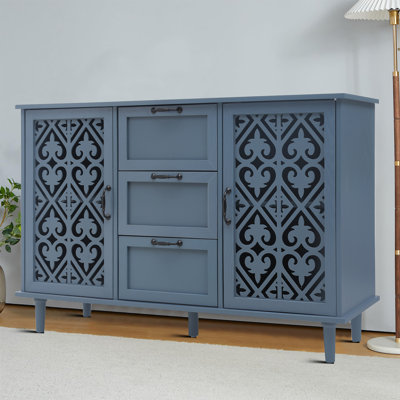 Larenda Wood Sideboard Buffet with 2 Cabinets and 3 Drawers