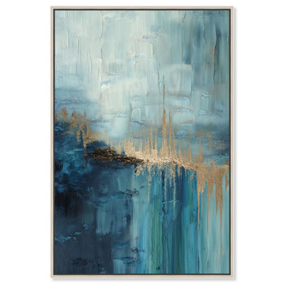 Navy Luster Veins II Canvas Print Blue Wall Decor by Art Remedy, Silver Frame, 36 x 54