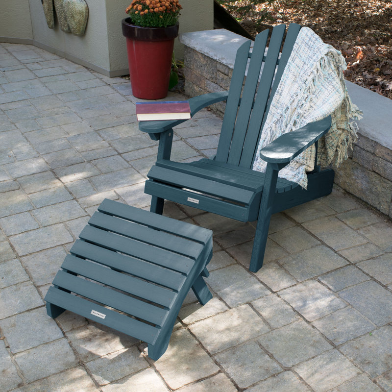 Anette 2-Piece Adirondack Chair and Ottoman Set, Nantucket Blue