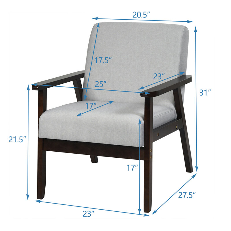 Avanelle Upholstered Armchair, Light Gray 100% Linen