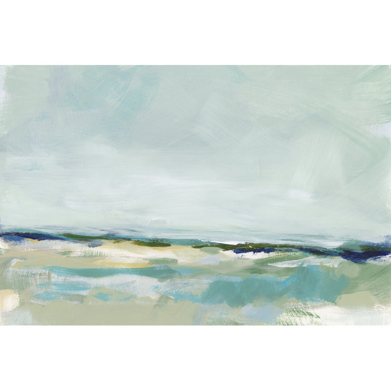East Coast I by Christina Long - Painting on Canvas, 30cm H x 46cm W, Black Floater Framed