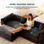Canapé-lit moderne 90,6 po en velours noir 3-en-1 avec repose-pieds, pieds dorés et capitonnage à boutons, canapé modulaire à structure en bois-946805327