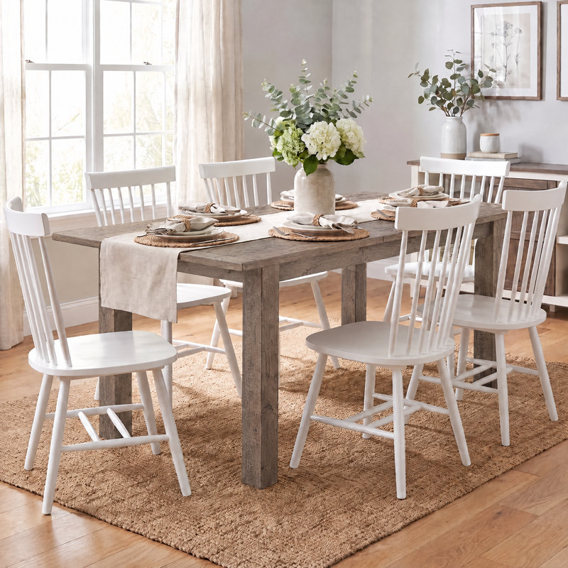 Table de salle à manger rectangulaire extensible en bois de pin massif récupéré pour 4 à 6 personnes, table de salle à manger pour cuisine, salle à manger
