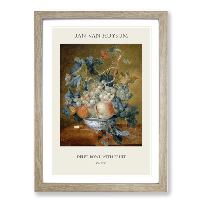 Still Life With Flowers And Fruit Vol.3 by Jan Van Huysum - Single Picture Frame Print, Oak Framed, 65cm H x 48cm W x 2cm D