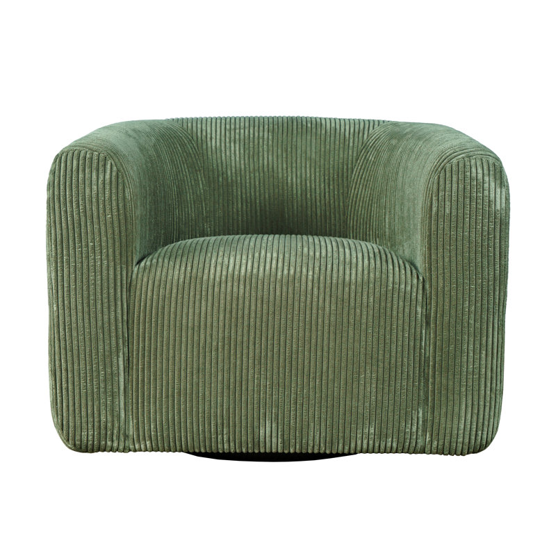 Wakenda Modern Corduroy Upholstered Curved Barrel Swivel Accent Chair, Forest