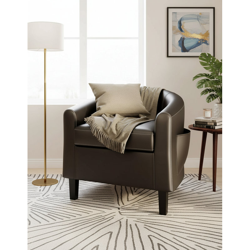 Fauteuil d'appoint en polyuréthane avec coussin souple, Gris foncé