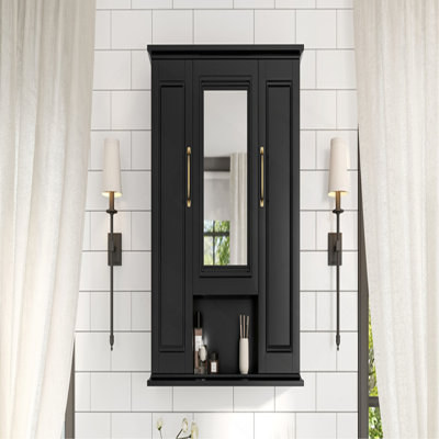 Armoire à pharmacie 36 po, armoire de rangement murale pour salle de bain, armoire murale moderne avec miroir, armoire à miroir avec 3 portes (meuble-lavabo non inclus)