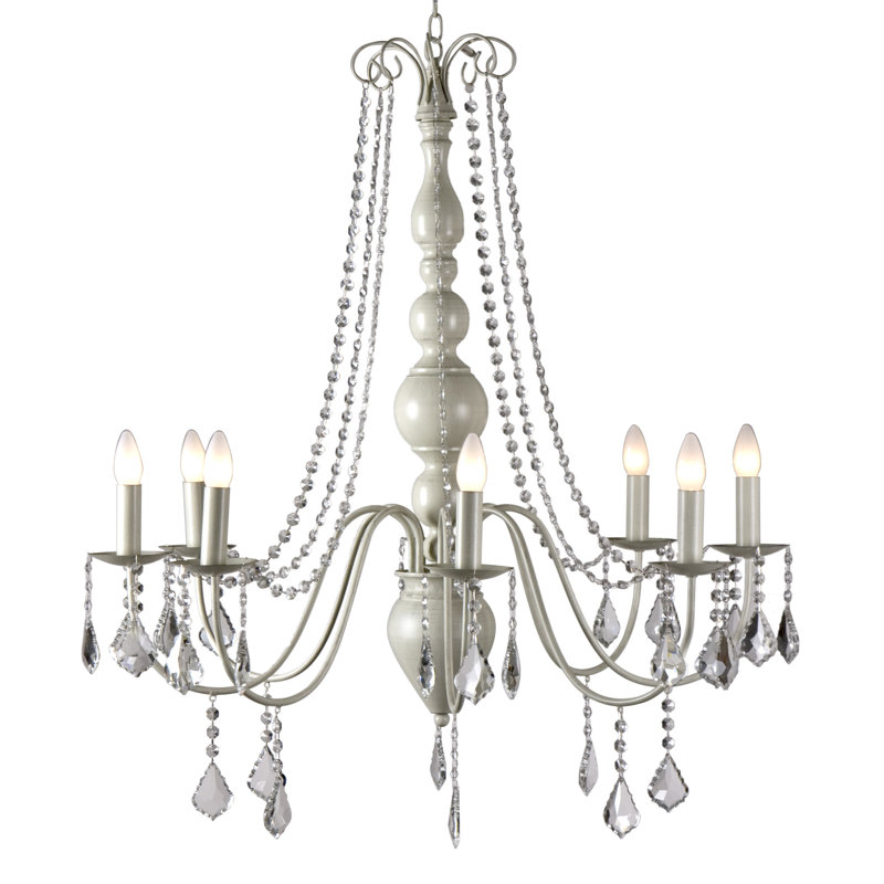 Cogburn 8 - Light Candle Style Chandelier, Grey Beige