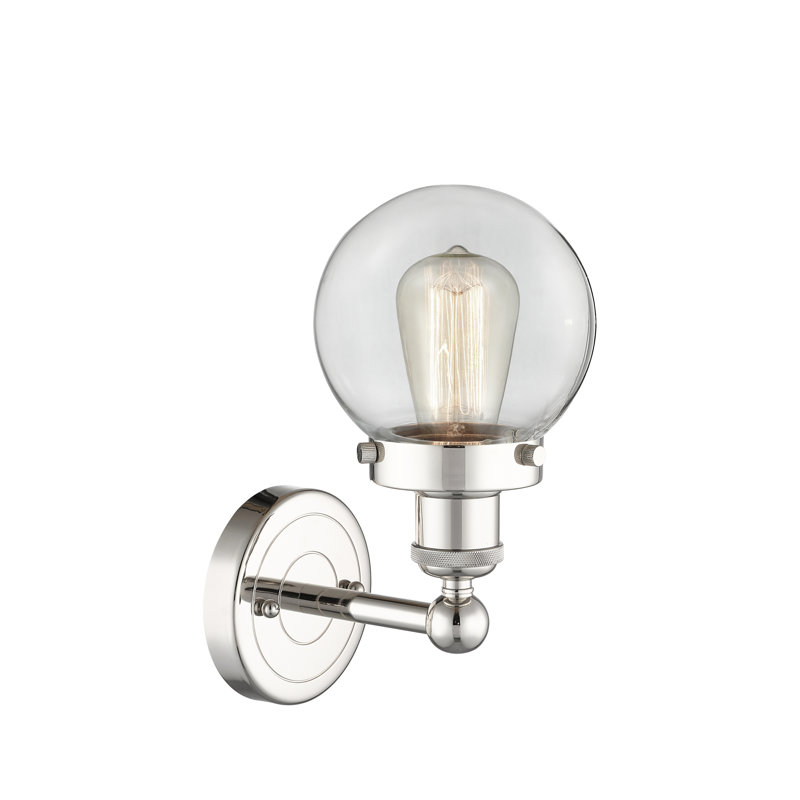 Chickamauga Armed Sconce, Clear, Polished Nickel