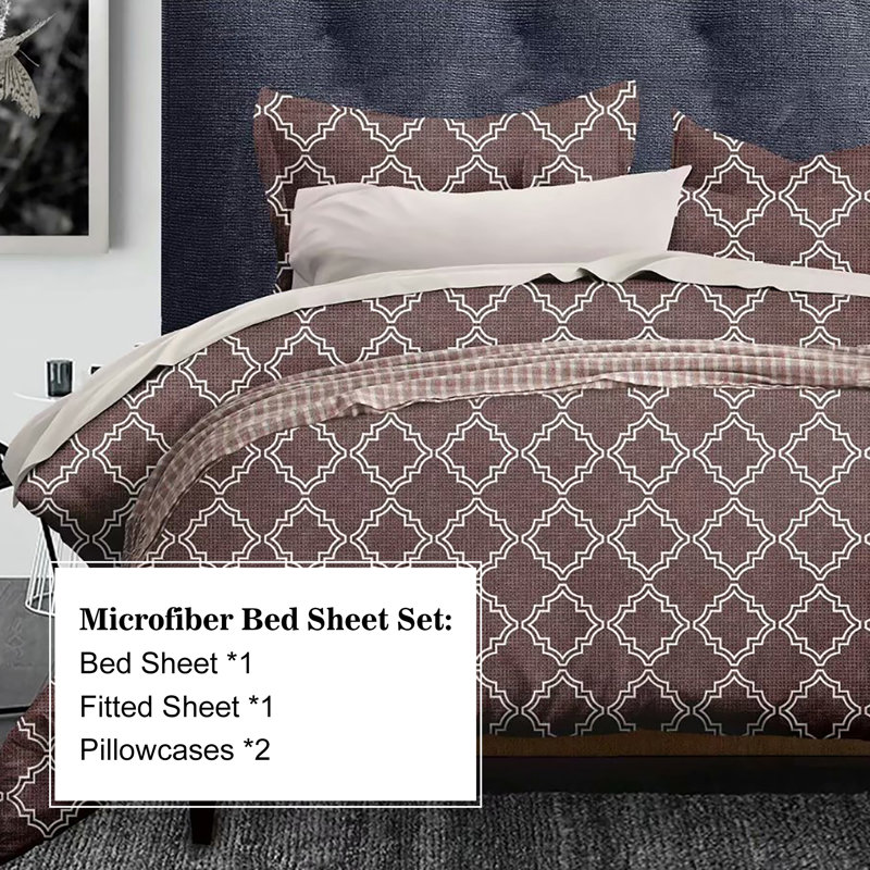 Ensemble d'édredon 4 pièces de couleur unie en fibre ultra-fine douce et convient aux chambres à coucher, Gris