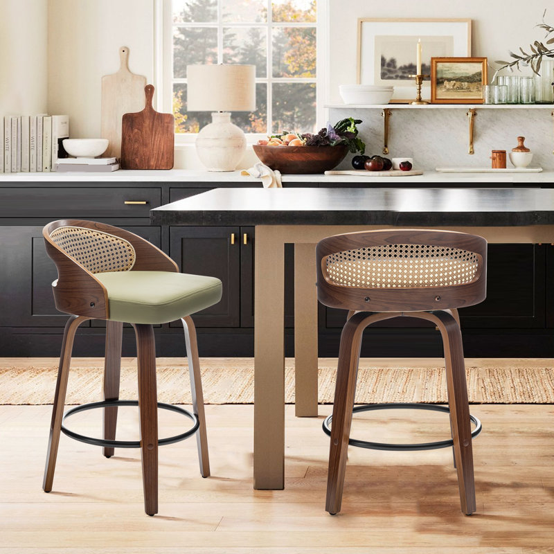Leeana Swivel Bar Stool, Green, Counter Stool (63.5cm Seat Height)