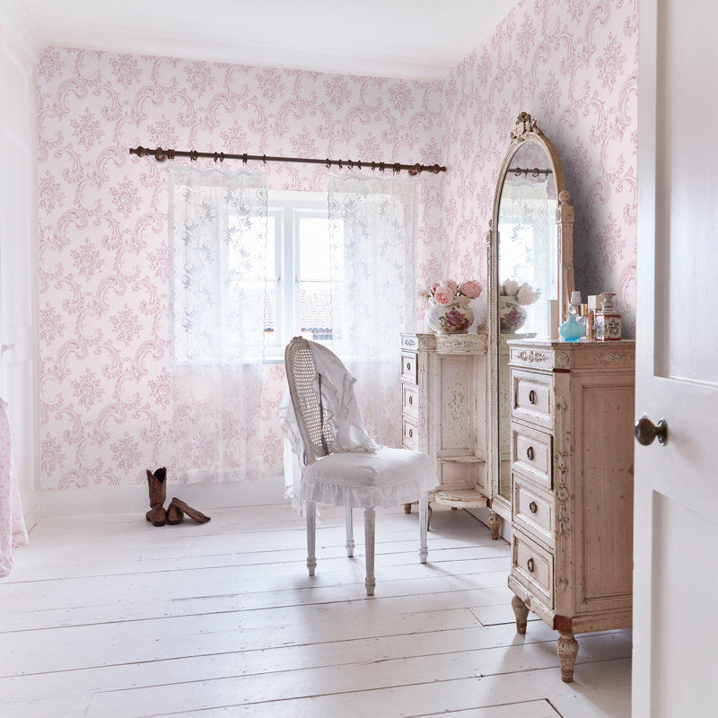 by Rachel Ashwell Boudoir Beauty Floral 10m x 52cm Wallpaper Roll, Pink