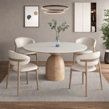 Simple Solid Wood Rock Slab Round Dining Tables.