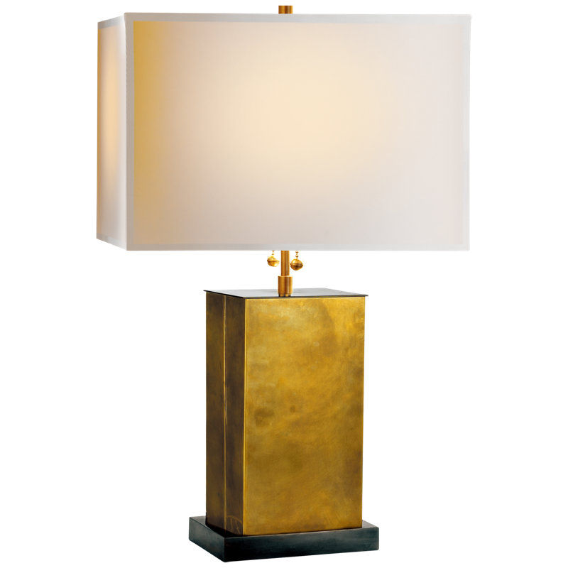 Dixon Table Lamp, Antique Brass with Bronze with Natural Paper