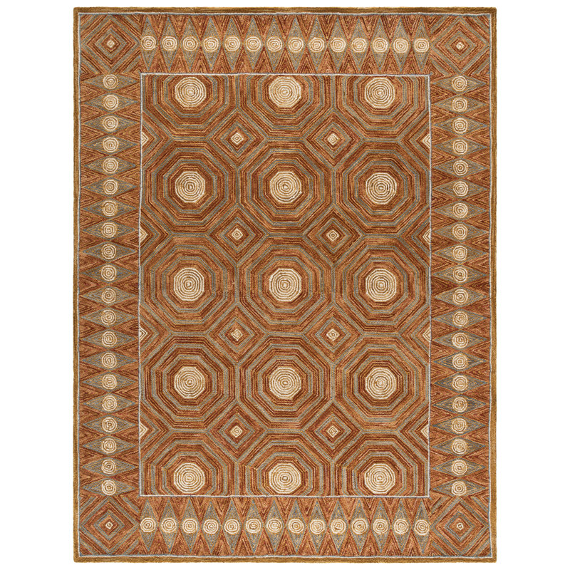 Micro-Loop 638 Hand Tufted Wool; Cotton With Latex Geometric Rug, Rectangle 8' x 10'