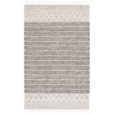 Tenafly Hand Loomed Wool/Cotton Southwestern Rug in Black/Ivory