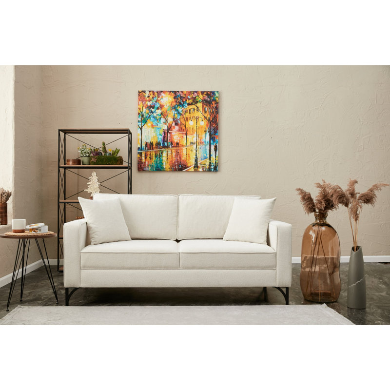 Canapé 70,9 po, 100 % polyester crème, Noir