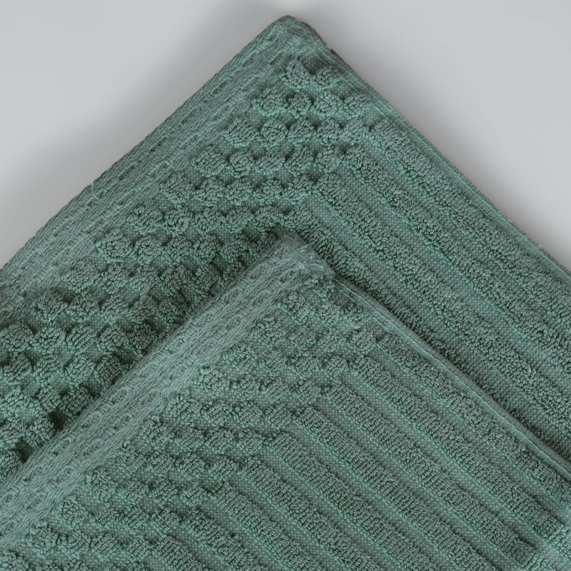 Ribbed Cotton Absorbent Heavyweight Bath Towel, Basil