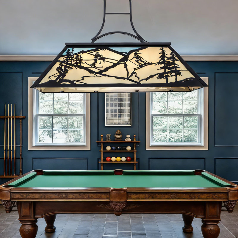 Luminaire de table de billard de style Tiffany, lustre rustique de style campagnard avec abat-jour rectangulaire pour tables de billard, salles de jeux, îlots de cuisine et salles à manger