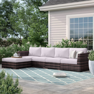 Caron 122'' High-Density Polyethylene (HDPE) Wicker Outdoor Patio Sectional