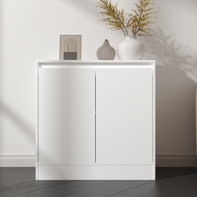 Buffet Cabinet With Storage, Coffee Bar Cabinet With 2 Doors And Adjustable Shelf, Modern Kitchen Buffet Sideboard For Living Room, Kitchen, White