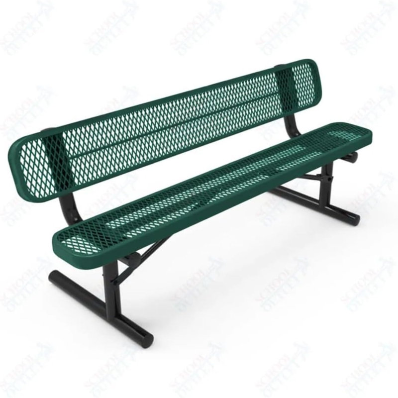 Banc portatif en métal enduit de 6 pieds avec dossier - vert avec dossier, Vert
