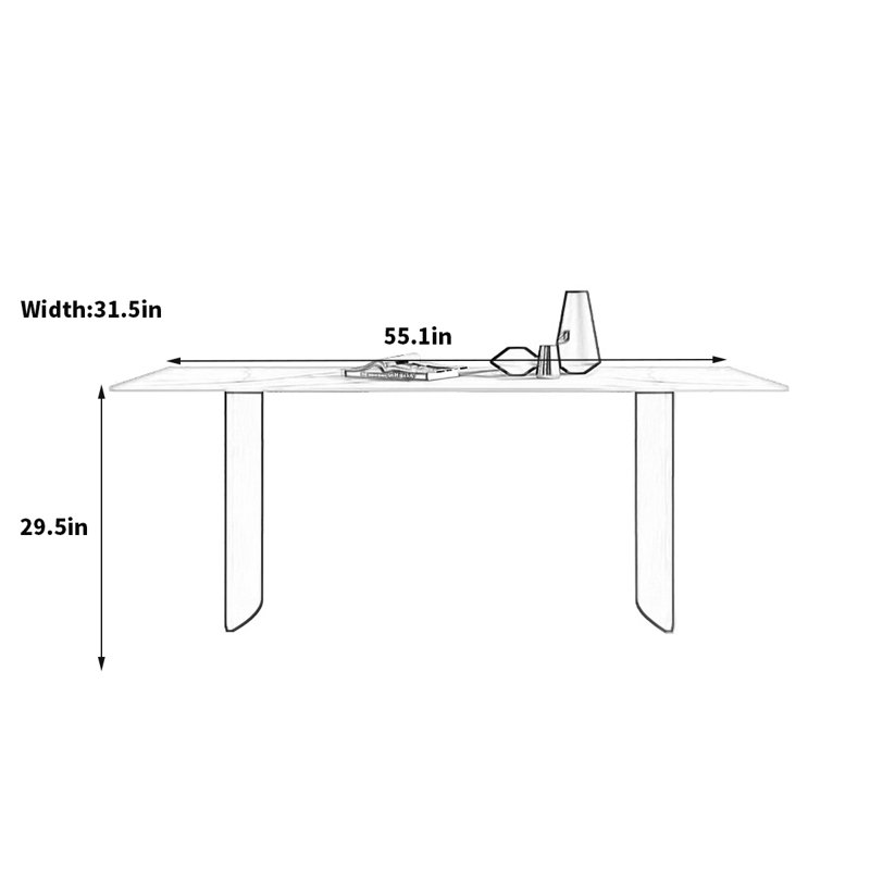 Table de salle à manger Efrem Rock, H 29,5 po x L 55,1 po x l 31,5 po