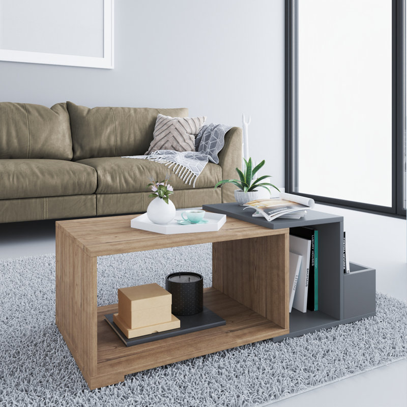 Table basse Carbin, Brun / gris anthracite, Gris anthracite