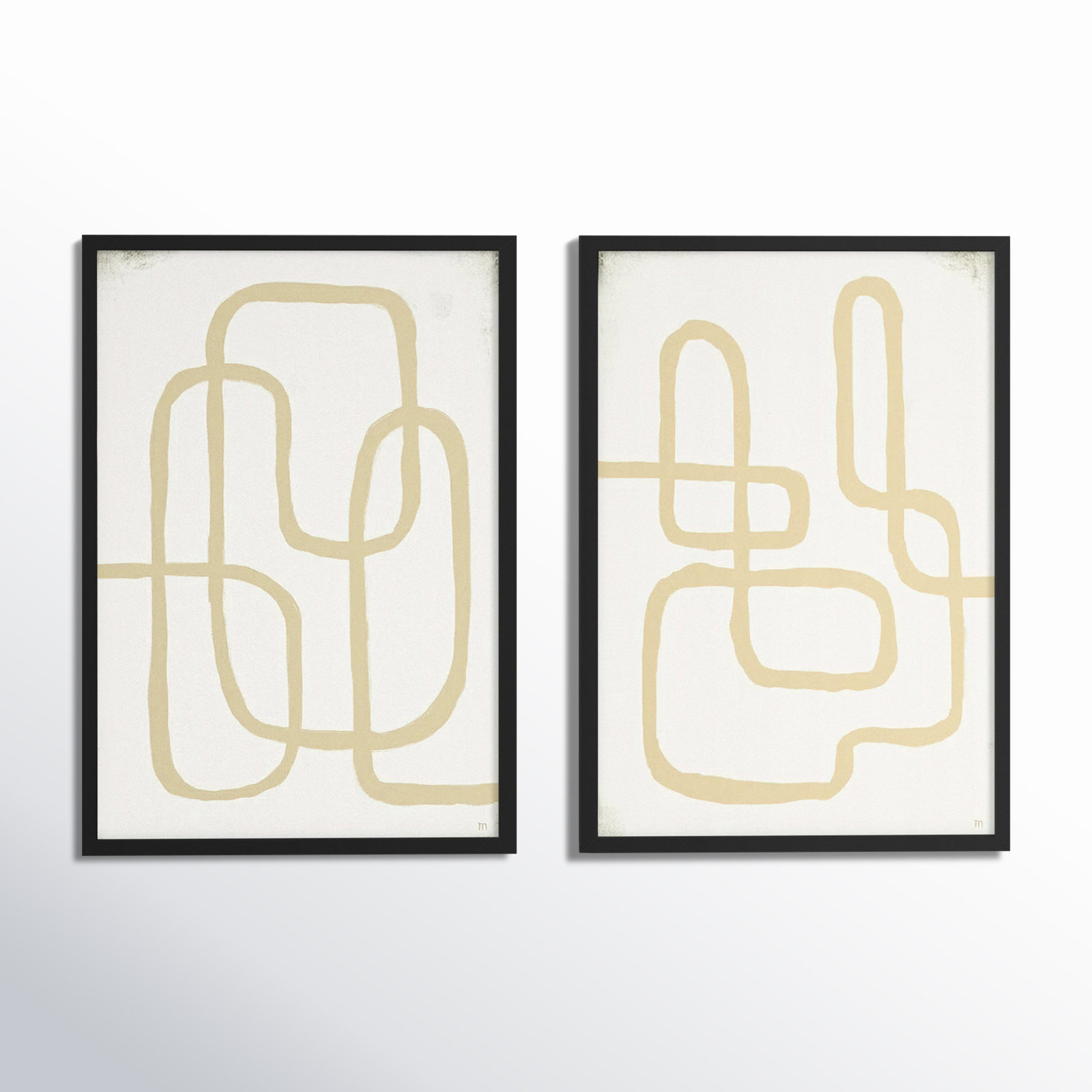 Line Works In White by StudioM, Black Framed Paper, 20" H x 28" W x 1.25" D