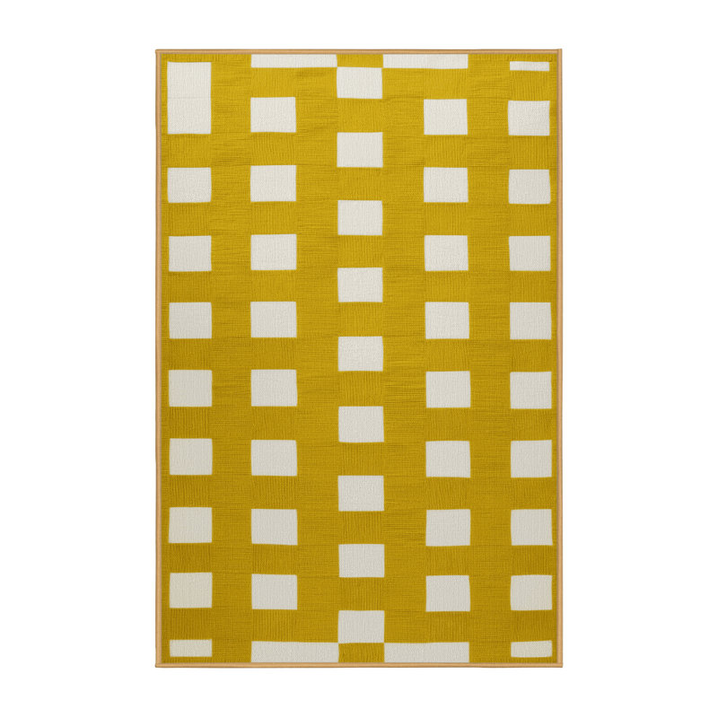 Tapis brun à carreaux lavable à la machine, Rectangle 8 pi x 12 pi