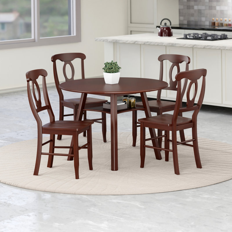 Darrens Table 5-pc Drop Leaf Dining Table With 4 Renaissance Chairs, Walnut, 5 Pieces: Table, 4 Chairs